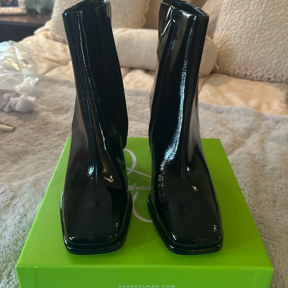 Sam Edelman Black Patent Leather Ankle Boots